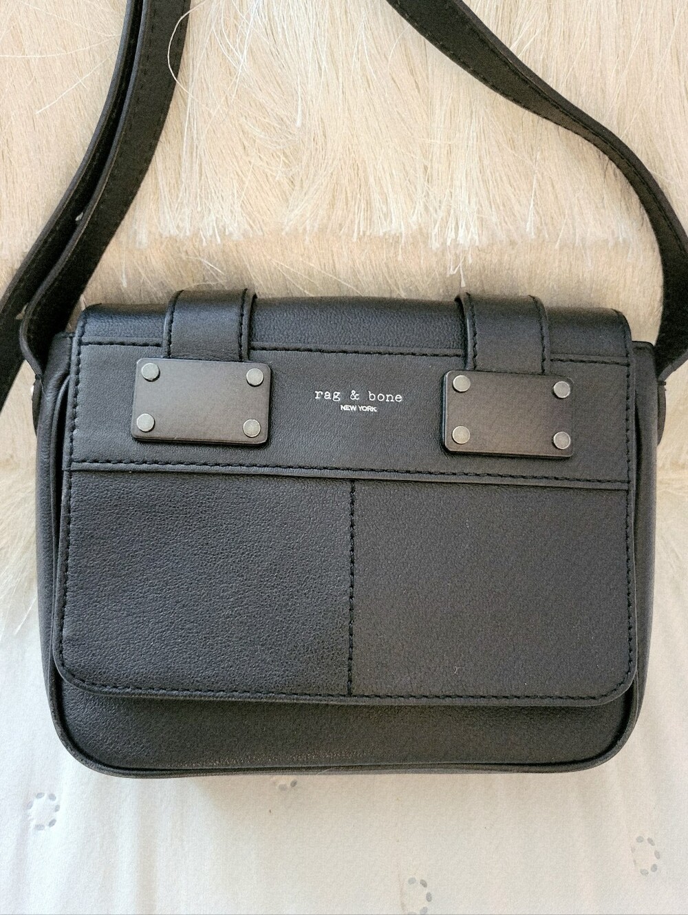 rag & bone Mini Pilot Leather Crossbody Shoulder Bag Black